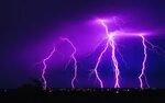 Purple lightning, Lightning strikes, Purple sky